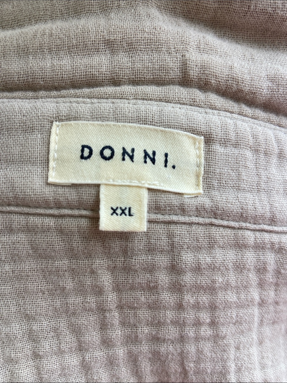DONNI Bubble Shirt with Abalone Buttons 100% Cotton Beige XXL - Picture 5 of 6